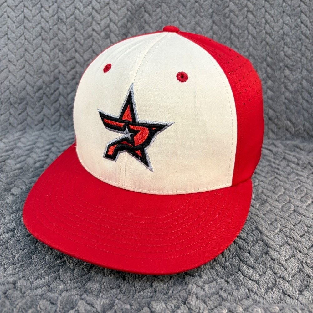 EvoShield FlexFit Baseball Hat Red White Star Logo Perforated Cap Size S/M 0660